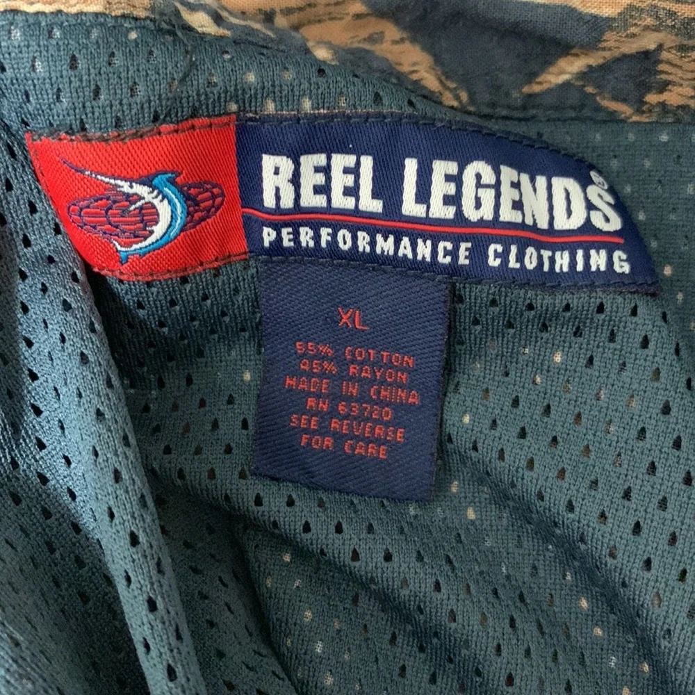 Reel legends men’s button bamboo print short sleeve vented fishing shirt XL - Picture 5 of 5